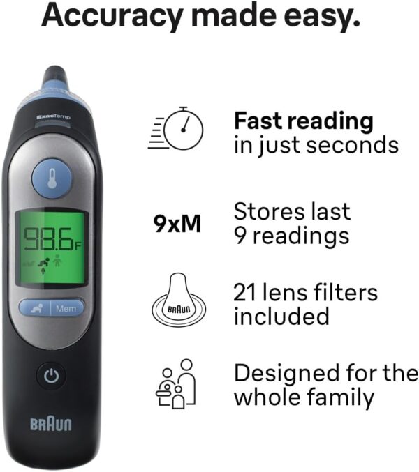 Braun ThermoScan 7 Digital Ear Thermometer, Age-Adjusted Fever Guidance, Baby and Infant Friendly, No. 1 Brand Recommended by Pediatricians, FSA and HSA Eligible - Image 4