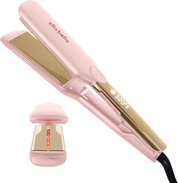 ELLA BELLA® Titanium Flat Iron Hair Straightener (with Infrared) • Professional Straightening Iron • Digital Display to Accurately Control Temperature • As Featured in Good Housekeeping