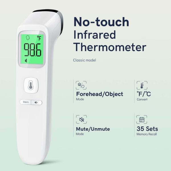 No-Touch Thermometer for Adults and Kids, Fast Accurate Digital Thermometer with Fever Alarm & Silent Mode, FSA HSA Eligible, Easy-to-use, Forehead Thermometer for Babies, Kids & Elderly - Image 2