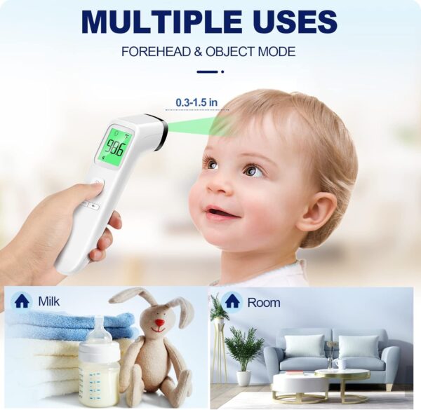 No-Touch Thermometer for Adults and Kids, Accurate Digital Baby Thermometer, FSA HSA Eligible, Fever Alarm & Silent Mode, 2 in 1 Forehead & Object Thermometer - Image 4